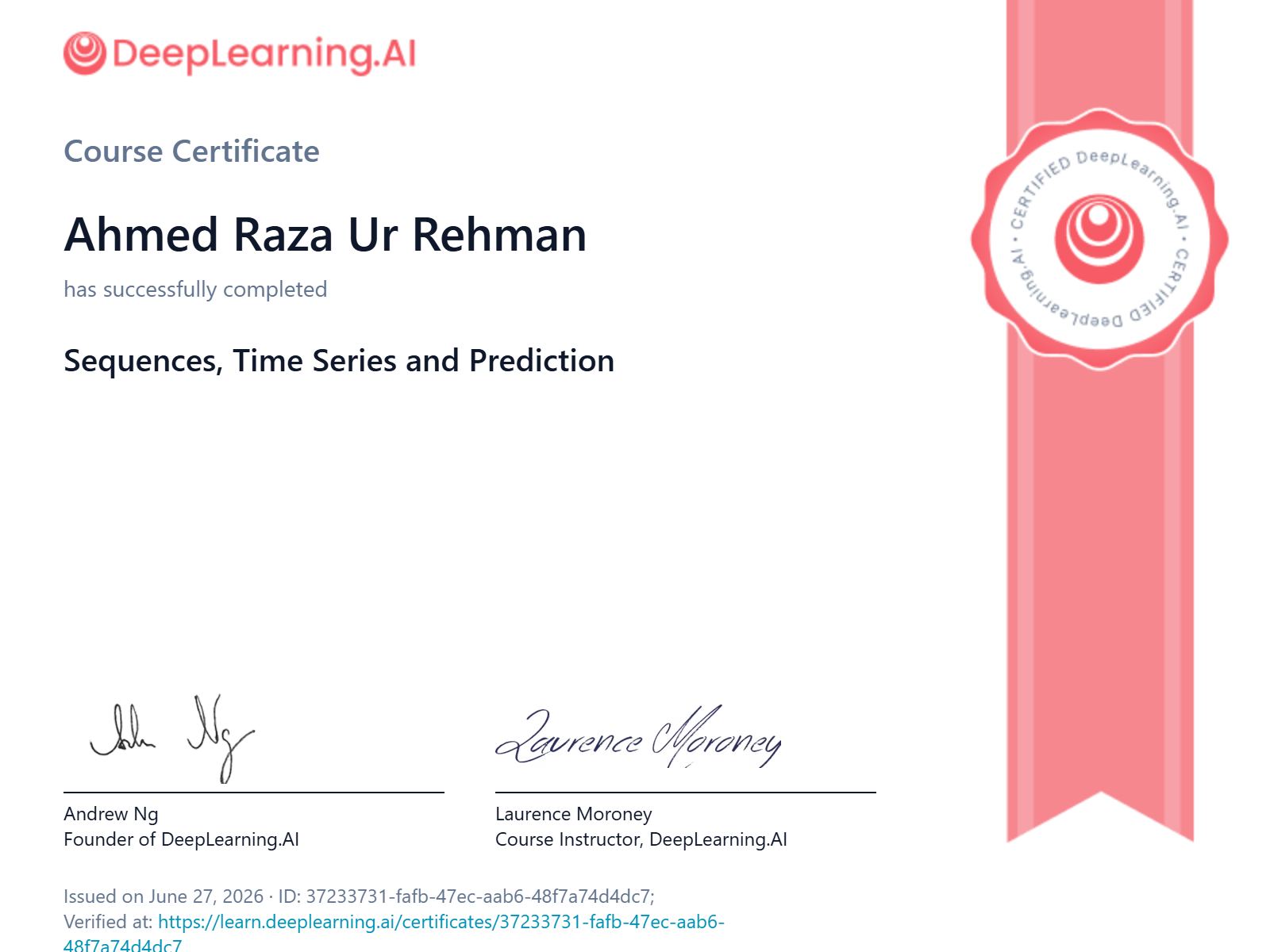 Sequences, Time Series and Prediction